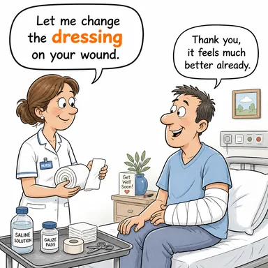 dressing (1. sos (salata) 2. pansuman) karikatürü — diyalogla bağlam içinde öğren