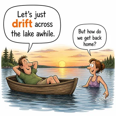 drift (sürüklenmek (akıntıyla/rüzgarla)) karikatürü — diyalogla bağlam içinde öğren