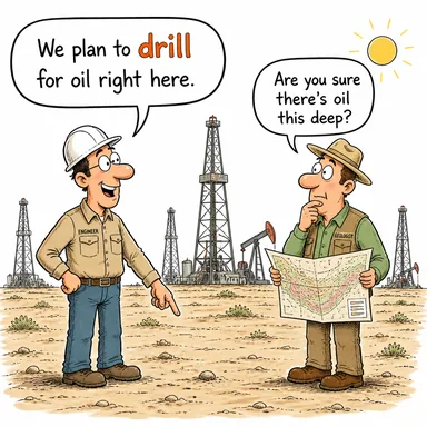 drill (delmek, sondaj yapmak, (askeri) eğitim yapmak) karikatürü — diyalogla bağlam içinde öğren