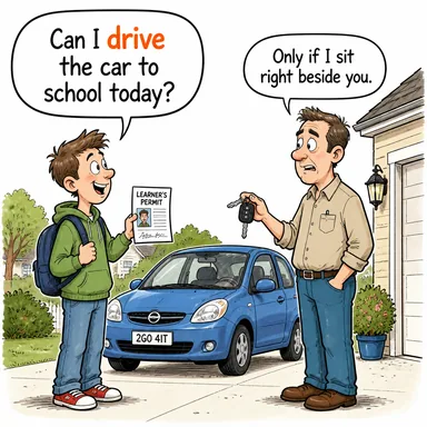 drive (sürmek, sevk etmek, itmek, (bir duruma) sürüklemek) karikatürü — diyalogla bağlam içinde öğren