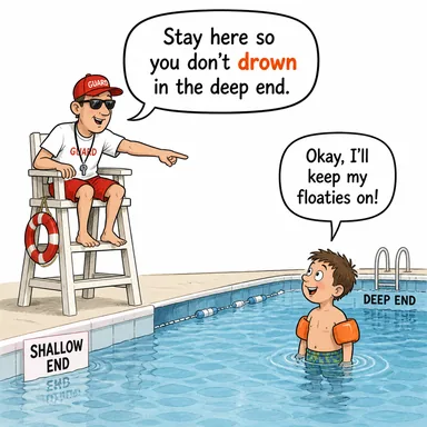drown (boğulmak, boğmak (suda)) karikatürü — diyalogla bağlam içinde öğren