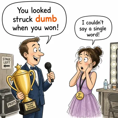 dumb (dilsiz, konuşamayan; (argo) aptal) karikatürü — diyalogla bağlam içinde öğren