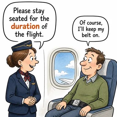 duration (süre, müddet, devam süresi) karikatürü — diyalogla bağlam içinde öğren