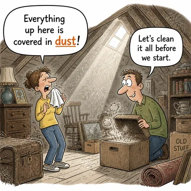 dust (toz) karikatürü — diyalogla bağlam içinde öğren