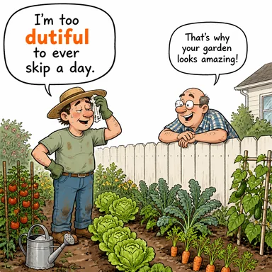 dutiful (görevşinas, sadık, itaatkâr) karikatürü — diyalogla bağlam içinde öğren