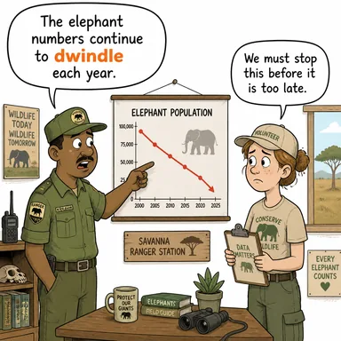 dwindle (giderek azalmak, küçülmek, erimek) karikatürü — diyalogla bağlam içinde öğren