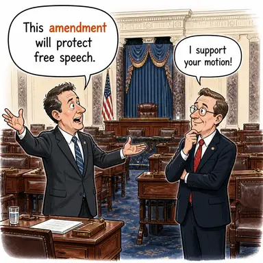 amendment (yasa değişikliği, düzenleme, düzeltme, ıslah) karikatürü — diyalogla bağlam içinde öğren