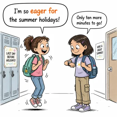 eager for ((bir şey için) istekli, hevesli, can atan) karikatürü — diyalogla bağlam içinde öğren