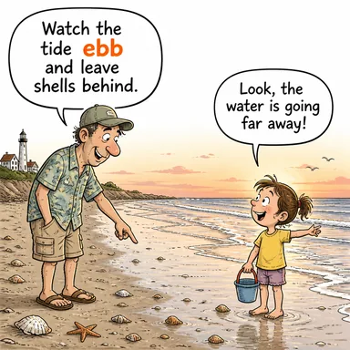 ebb (çekilmek (deniz), azalmak, gerilemek) karikatürü — diyalogla bağlam içinde öğren