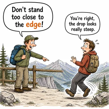 edge (kenar, kıyı; avantaj, üstünlük) karikatürü — diyalogla bağlam içinde öğren