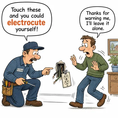 electrocute (elektrikle idam etmek, elektriğe çarpılmak (ölümcül)) karikatürü — diyalogla bağlam içinde öğren
