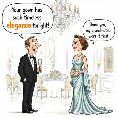 elegance (zarafet, şıklık) karikatürü — diyalogla bağlam içinde öğren