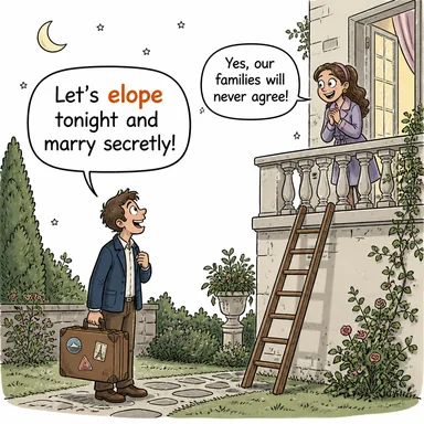 elope ((biriyle evlenmek için) kaçmak) karikatürü — diyalogla bağlam içinde öğren
