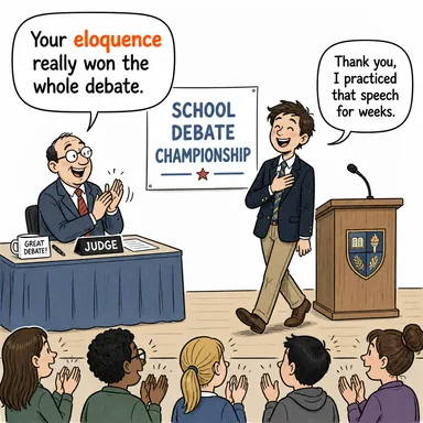 eloquence (hitabet, güzel konuşma sanatı) karikatürü — diyalogla bağlam içinde öğren