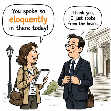 eloquently (etkileyici bir şekilde, ustaca, güzelce) karikatürü — diyalogla bağlam içinde öğren