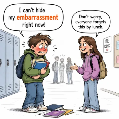 embarrassment (utanç, mahcubiyet, sıkıntı) karikatürü — diyalogla bağlam içinde öğren