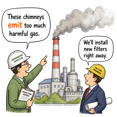 emit (yaymak (gaz, ısı, ışık vb.), çıkarmak) karikatürü — diyalogla bağlam içinde öğren