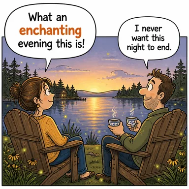 enchanting (büyüleyici, sihirli) karikatürü — diyalogla bağlam içinde öğren