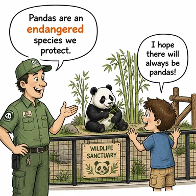 endangered (nesli tükenmekte olan, tehlike altındaki) karikatürü — diyalogla bağlam içinde öğren