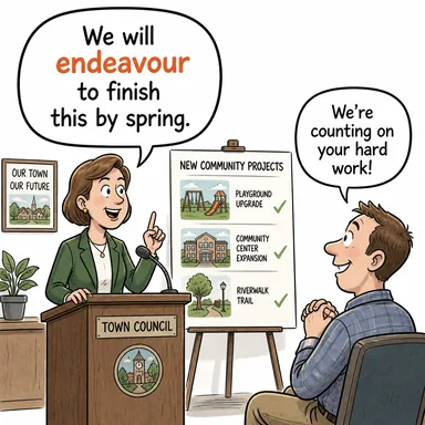 endeavour (çabalamak, uğraşmak (İngiliz İngilizcesi)) karikatürü — diyalogla bağlam içinde öğren