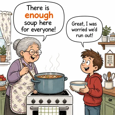 enough (yeterli, kafi) karikatürü — diyalogla bağlam içinde öğren