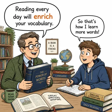 enrich (zenginleştirmek, değer katmak) karikatürü — diyalogla bağlam içinde öğren