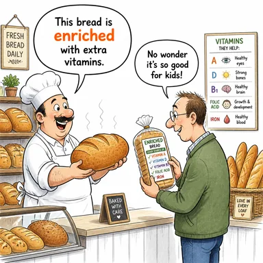 enriched (zenginleştirilmiş, katkılı) karikatürü — diyalogla bağlam içinde öğren