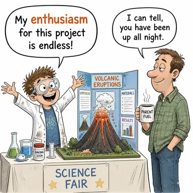 enthusiasm (coşku, heves) karikatürü — diyalogla bağlam içinde öğren