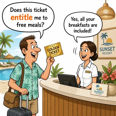 entitle (hak vermek, yetkilendirmek, isimlendirmek) karikatürü — diyalogla bağlam içinde öğren