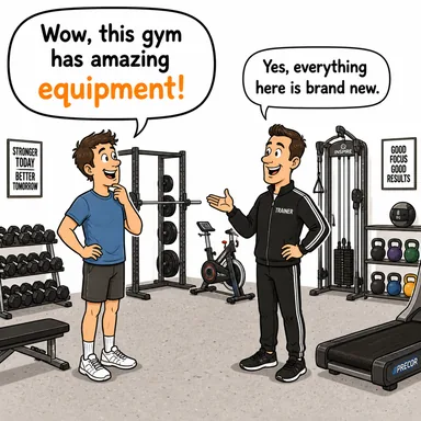 equipment (ekipman, teçhizat, donanım (sayılamayan isim)) karikatürü — diyalogla bağlam içinde öğren