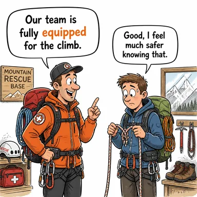 equipped (donanımlı, teçhizatlı) karikatürü — diyalogla bağlam içinde öğren
