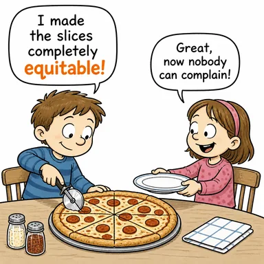 equitable (adil, hakkaniyetli, eşitlikçi) karikatürü — diyalogla bağlam içinde öğren