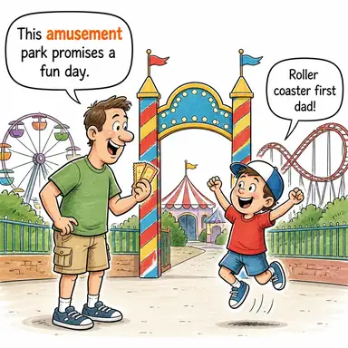 amusement (eğlence, keyif, şaşkınlıkla karışık gülümseme) karikatürü — diyalogla bağlam içinde öğren