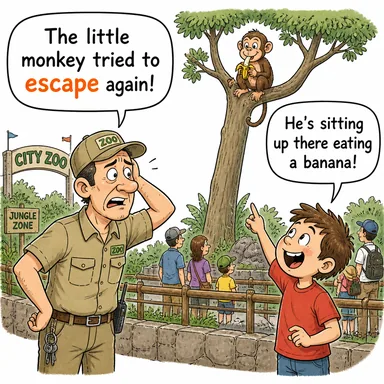 escape (kaçmak, firar etmek, kurtulmak) karikatürü — diyalogla bağlam içinde öğren