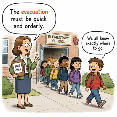 evacuation (tahliye, boşaltma) karikatürü — diyalogla bağlam içinde öğren