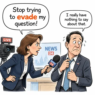 evade (kaçınmak, sakınmak, (vergiden/sorudan) kaçmak) karikatürü — diyalogla bağlam içinde öğren