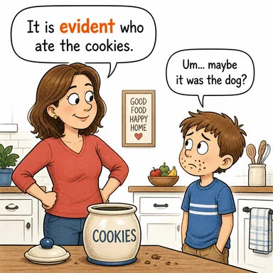 evident (açık, belli, aşikar) karikatürü — diyalogla bağlam içinde öğren