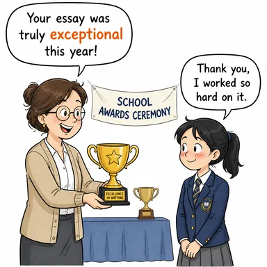 exceptional (istisnai, olağanüstü, nadir) karikatürü — diyalogla bağlam içinde öğren