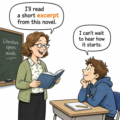 excerpt (alıntı, parça (kitap/filmden)) karikatürü — diyalogla bağlam içinde öğren
