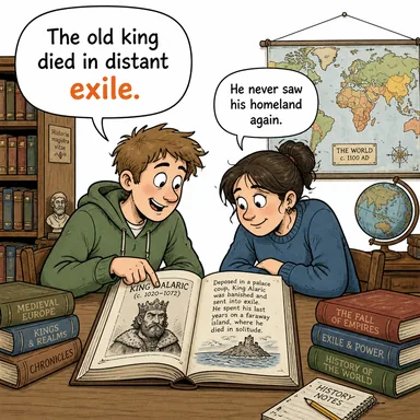 exile (sürgün, sürgün edilen kişi) karikatürü — diyalogla bağlam içinde öğren
