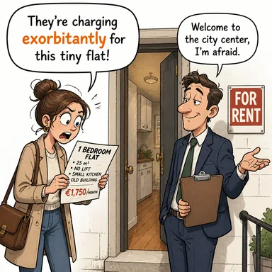 exorbitantly (fahiş derecede, aşırı biçimde) karikatürü — diyalogla bağlam içinde öğren