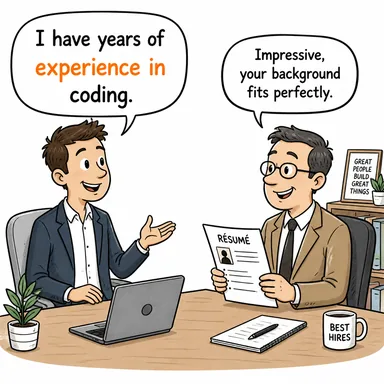 experience in (... konusunda deneyim/tecrübe) karikatürü — diyalogla bağlam içinde öğren