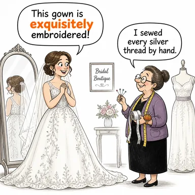 exquisitely (zarifçe, mükemmel bir şekilde, (bazen) şiddetle) karikatürü — diyalogla bağlam içinde öğren