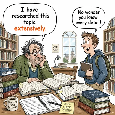extensively (kapsamlı bir şekilde, yaygın olarak) karikatürü — diyalogla bağlam içinde öğren