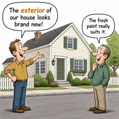 exterior (dış, dış cephe, dış taraf) karikatürü — diyalogla bağlam içinde öğren