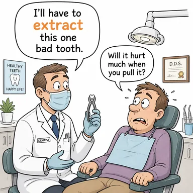 extract (çekip çıkarmak, elde etmek, (diş) çekmek) karikatürü — diyalogla bağlam içinde öğren