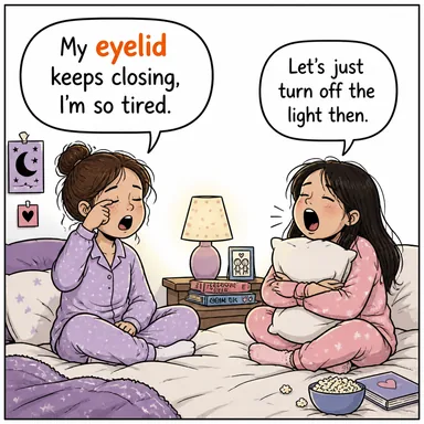 eyelid (göz kapağı) karikatürü — diyalogla bağlam içinde öğren
