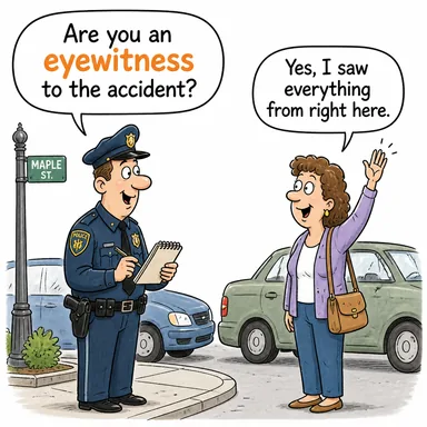 eyewitness (görgü tanığı) karikatürü — diyalogla bağlam içinde öğren