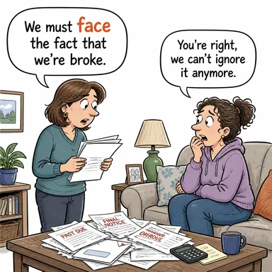 face (yüzleşmek, karşı karşıya kalmak, (bir yöne) bakmak) karikatürü — diyalogla bağlam içinde öğren