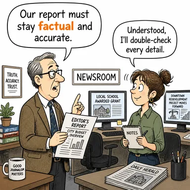factual (gerçeklere dayalı, olgusal) karikatürü — diyalogla bağlam içinde öğren